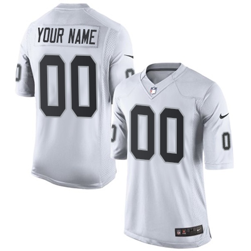 Youth Elite Nike Jersey White Road - Customized NFL Oakland Raiders